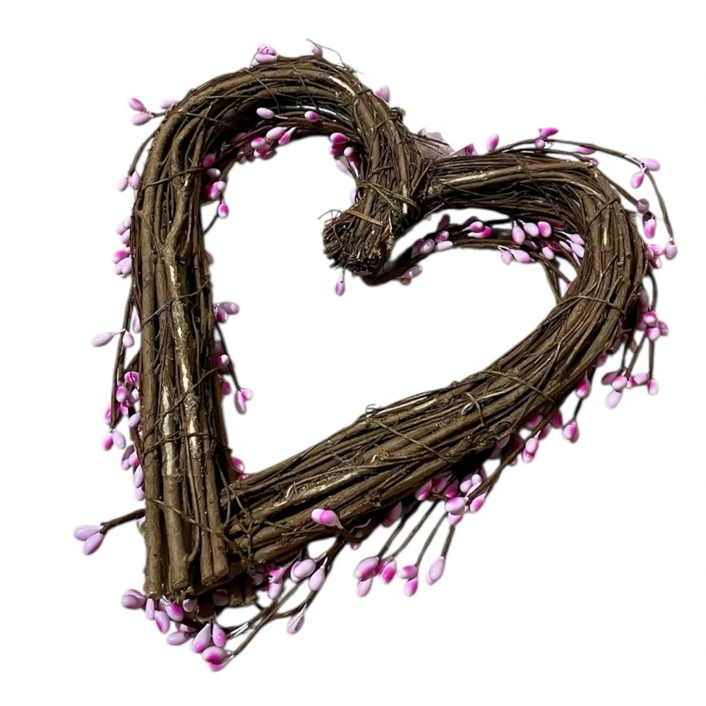 Heart-Shaped Floral Grapevine Valentine’s Day Wreath
